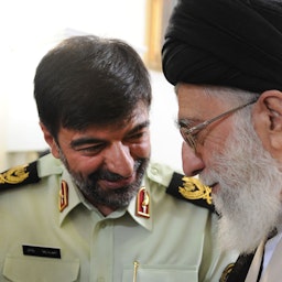 Supreme Leader Ali Khamenei pictured with newly appointed national police chief Ahmad Reza Radan in Tehran, Iran on Jan. 7, 2022.  (Photo via Iran’s supreme leader’s website)