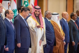 Saudi Crown Prince Mohammed bin Salman Al Saud and Chinese President Xi Jinping at the Arab-China Summit in Riyadh, Saudi Arabia on Dec. 9, 2022. (Source: KSAmofaEN/Twitter)