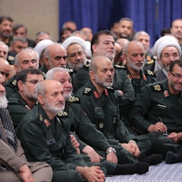 دیدار فرماندهان ارشد سپاه پاسداران انقلاب اسلامی با رهبر ایران؛ تهران، ایران، ۱۰ مهر ۱۳۹۸. (عکس از وبسایت رهبر ایران)