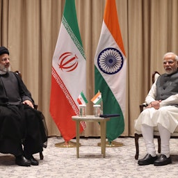 Iranian President Ebrahim Raisi meets with Indian Prime Minister Narendra Modi on the sidelines of the SCO summit in Samarkand, Uzbekistan on Sept. 17, 2022. (Photo via Iranian presidency)