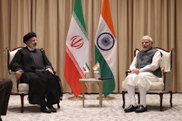 Iranian President Ebrahim Raisi meets with Indian Prime Minister Narendra Modi on the sidelines of the SCO summit in Samarkand, Uzbekistan on Sept. 17, 2022. (Photo via Iranian presidency)