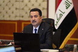 Prime Minister Muhammad Shia’ Al-Sudani chairs a meeting of the Council of Ministers on Iraq's budget in Baghdad, Iraq on Mar. 13, 2023. (Photo via IraqiPMO/Twitter)