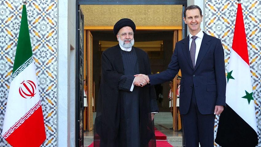 Iranian President Ebrahim Raisi welcomed by his Syrian counterpart Bashar Al-Assad in Damascus, Syria on May 03, 2023. (Photo via Iranian Presidency)