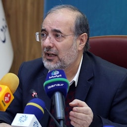 Chairman of Iran's National Development Fund Mehdi Ghazanfari addresses the media in Tehran, Iran. Date unknown. (Photo via Ecopol News)