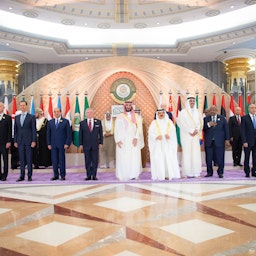 Arab leaders pose for a group photo ahead of the Arab League summit in Jeddah, Saudi Arabia on May 19, 2023. (Source: SaudiMoFA/Twitter)