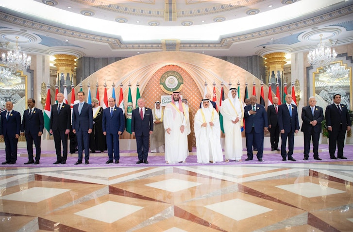 Arab leaders pose for a group photo ahead of the Arab League summit in Jeddah, Saudi Arabia on May 19, 2023. (Source: SaudiMoFA/Twitter)