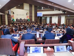 Lawmakers attend a session in the Iraqi Kurdistan parliament in Erbil, Kurdistan Region of Iraq on May 17, 2023. (Photo via KurdistanParl/Twitter)