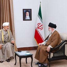 Iran’s Supreme Leader Ayatollah Ali Khamenei meets Sultan of Oman Haytham bin Tareq Al Said in Tehran, Iran on May 29, 2023. (Photo via Iran’s supreme leader’s website)