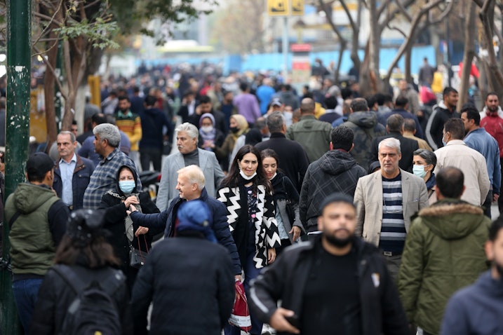 A crowded street in Tehran, Iran on Nov. 16, 2022. (Photo via Getty Images)