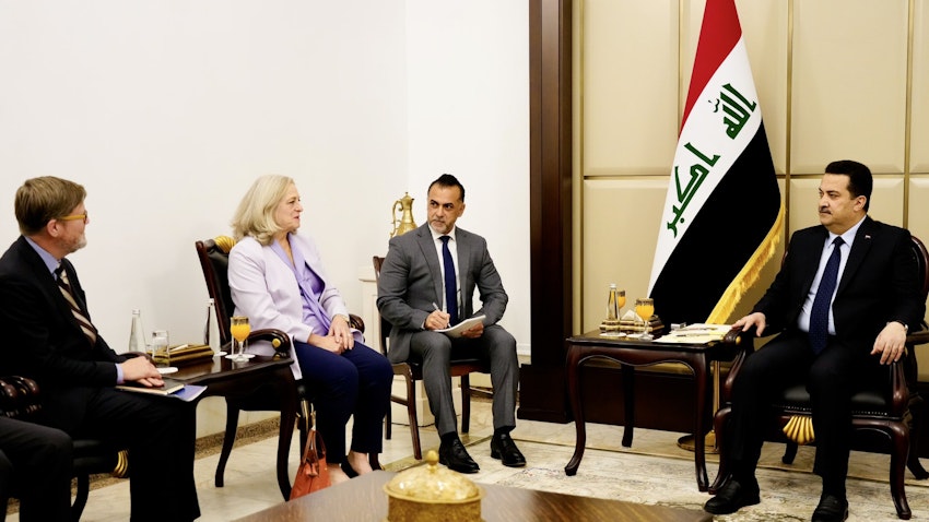 Iraqi Prime Minister Muhammad Shia’ Al-Sudani meets with US ambassador to Iraq and heads of the US-Iraqi Business Council in Baghdad on May 15, 2023. (Photo via IraqiPMO/Twitter)