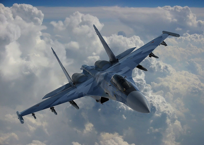 File photo of a Russian-made Sukhoi-35 fighter jet. Date and location unknown. (Photo via roe.ru)
