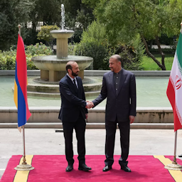 Iranian Foreign Minister Hossein Amir-Abdollahian hosts his Armenian counterpart Ararat Mirzoyan in Tehran, Iran on July 24, 2023. (Photo via Iranian foreign ministry)