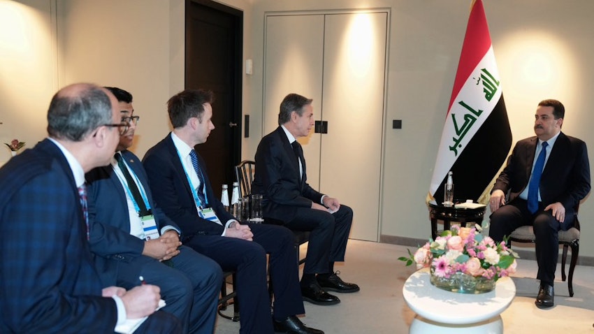 Iraqi Prime Minister Muhammad Shia’ Al-Sudani meets with US Secretary of State Antony Blinken in Munich, Germany, on Feb. 18, 2023. (Source: IraqiPMO/Twitter)