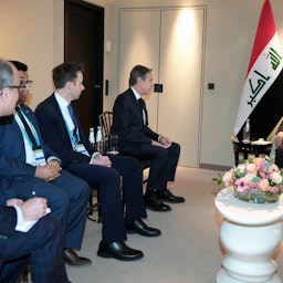 رئيس الوزراء العراقي محمد شياع السوداني يلتقي وزير الخارجية الأميركي أنطوني بلينكن في ميونيخ، ألمانيا. 18 فبراير/شباط 2023. (المصدر:مكتب محمد شياع السوداني عبر تويتر)
