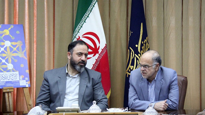 Reza Seqati, former head of the Culture and Islamic Guidance Department in Iran’s northern Gilan province (L) speaks at an event in Gilan, Iran on Jan. 28, 2023. (Photo via Iranian Ministry of Culture and Islamic Guidance)