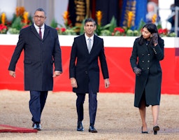 UK Foreign Secretary James Cleverly, Prime Minister Rishi Sunak and Home Secretary Suella Braverman at an event in London on Nov. 22, 2022. (Photo via Getty Images)