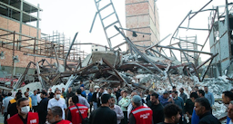 Remains of the five adjacent buildings that collapsed in quick succession in southern Tehran, Iran on Aug. 6, 2023 (Photo via Tasnim News Agency)