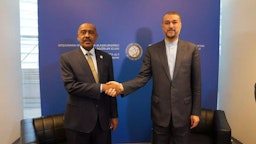 Iranian Minister of Foreign Affairs Hossein Amir-Abdollahian meets with his Sudani counterpart Ali Sadeq in Baku, Azerbaijan on July 6, 2023. (Photo via Iranian foreign ministry)