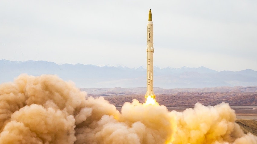 پرتاب موشک سجیل در رزمایش موشکی پیامبر اعظم۱۷؛ ایران، ۳ دی ۱۴۰۰. (عکس از سعید سجادی/ خبرگزاری فارس)