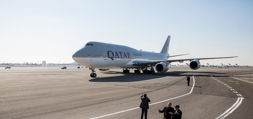 A Qatar Airways plane arrives at Imam Khomeini airport in Tehran, Iran on Jan. 12, 2020. (Photo via ISNA)