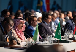Saudi Minister of Foreign Affairs Faisal bin Farhan Al Saud attends the BRICS summit in Johannesburg, South Africa on Aug. 24, 2023. (Source: KSAmofaEN/X)