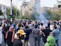 Iranians protest the death of Mahsa Jina Amini in Tehran, Iran on Sept. 19, 2022. (Photo via Getty Images)