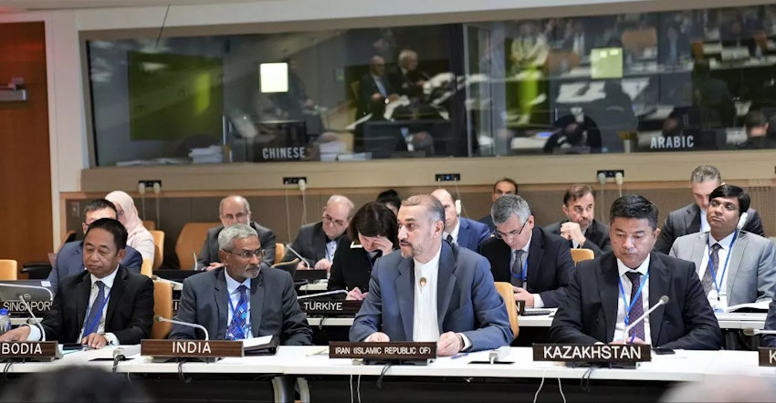 Iran’s Foreign Minister Hossein Amir-Abdollahian attends a meeting on the sidelines of the UN General Assembly in New York on Sept. 20, 2023. (Photo via Iran’s foreign ministry)