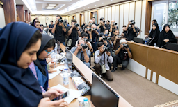 Journalists attend a press conference at the Ministry of Culture and Islamic Guidance in Tehran, Iran on Sept. 27, 2017. (Photo by Soheil Saharvand via Fars News Agency)