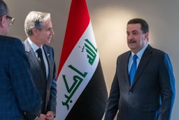 US Secretary of State Antony Blinken meets with Iraqi Prime Minister Muhammad Shia’ Al-Sudani in Munich, Germany on Feb. 18, 2023. (Photo by US Department of State via Wikimedia Commons)