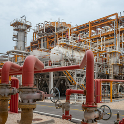 A view of the refineries of the South Pars Gas Complex in Assaluyeh, Iran on Aug. 23, 2023. (Photo via Shana news agency)