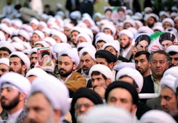 Iranian clerics attend a speech by Supreme Leader Ayatollah Khamenei in Tehran, Iran. Exact date unknown. (Photo via Iran's supreme leader's website)