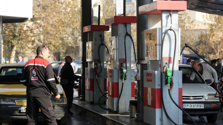 A view of an out of service gas station following a cyberattack on Iran's fuel supply system in Tehran, Iran on Dec. 18, 2023. (Photo via Getty Images)