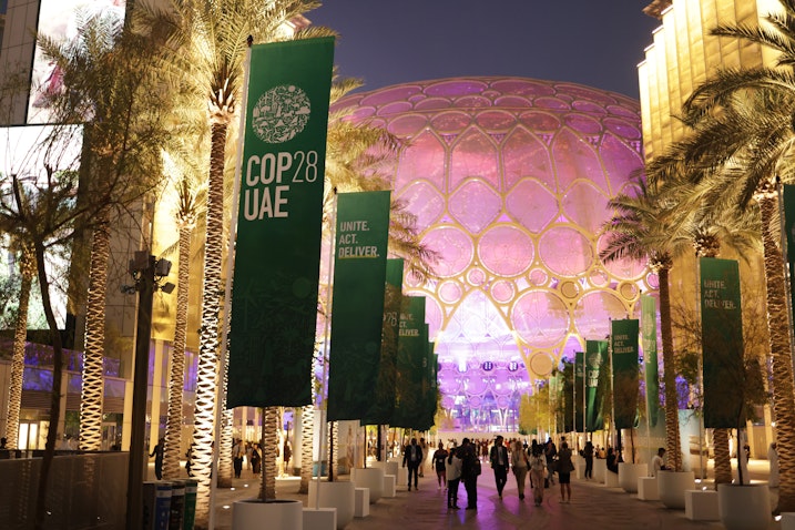 Participants attend the UNFCCC COP28 Climate Conference at Expo City Dubai on Dec. 3, 2023. (Photo via Getty Images)