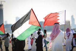 تظاهرات اعتراضی علیه حملات اسرائیل به مسجد الاقصی؛ در محرق، بحرین، ۱۹ فروردین ۱۴۰۲/ ۸ آوریل ۲۰۲۳. (عکس از گتی ایمیجز)
