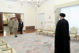 Iranian President Ebrahim Raisi meets Pakistani Chief of Army Staff Gen. Asim Munir Ahmed Shah in Tehran, Iran on July 16, 2023. (Photo via Getty Images)