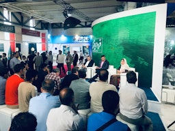 An expert panel held by Farda-ye Eqtesad at the Tehran International Exhibition on June 8, 2023. (Source: feghtesad /X)