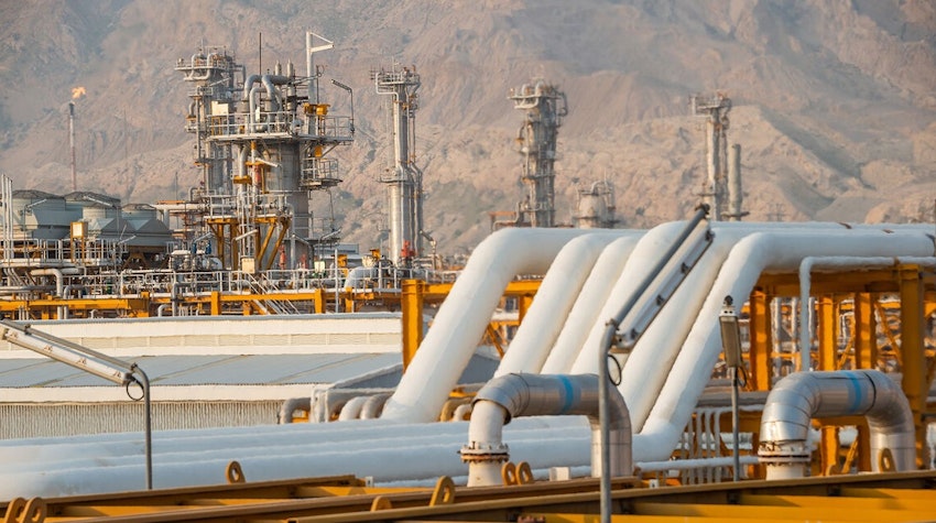 A view of the refineries of the South Pars Gas Complex in Assaluyeh, Iran on Aug. 28, 2023. (Photo via Shana news agency)