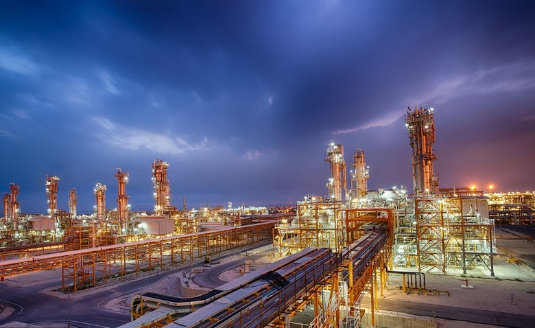 A view of the refineries of the South Pars Gas Complex in Assaluyeh, Iran on May 5, 2023. (Photo via Shana news agency)