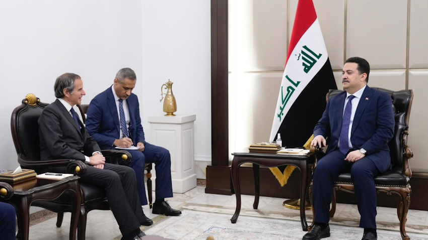 دیدار رافائل گروسی، مدیرکل آژانس بین‌المللی انرژی اتمی، با محمد شیاع السودانی، نخست‌وزیر عراق؛ بغداد، عراق، ۲۸ اسفند ۱۴۰۲/ ۱۸ مارس ۲۰۲۴. (عکس از توییتر/X رافائل گروسی)