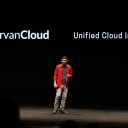 Arvan Cloud’s chief executive Pouya Pirhosseinlou addresses a technology conference in Tehran, Iran on Apr. 19, 2022. (Photo via Arvan Cloud)