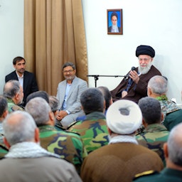 Iran’s Supreme Leader Ayatollah Ali Khamenei meets with commanders of the Islamic Republic of Iran’s armed forces in Tehran, Iran on Apr. 21, 2024. (Photo via Iran's supreme leader's website)