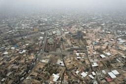 An arial view of the fog covered city of Mosul, Iraq on Jan. 03, 2024. (Photo via Getty Images)