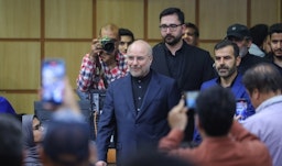 Parliament Speaker Mohammad Baqer Qalibaf registers for presidential elections in Tehran, Iran on June 4, 2024. (Photo via Tasnim News Agency)