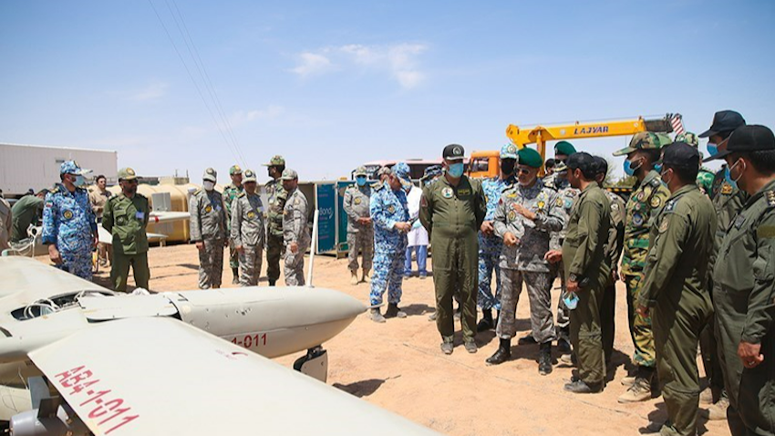 The Iranian Army holds a two-day drone exercise across the country on Aug. 24, 2022. (Photo by Mostafa Tehrani via Tasnim News Agency) The Iranian Army holds a two-day drone exercise across the country on Aug. 24, 2022. (Photo by Mostafa Tehrani via Tasnim News Agency)