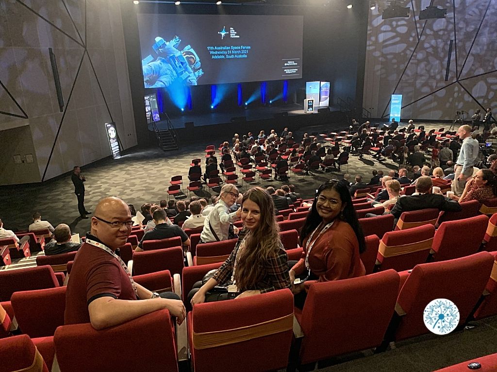 Dandelions team in the forum hall of Australian Space Forum