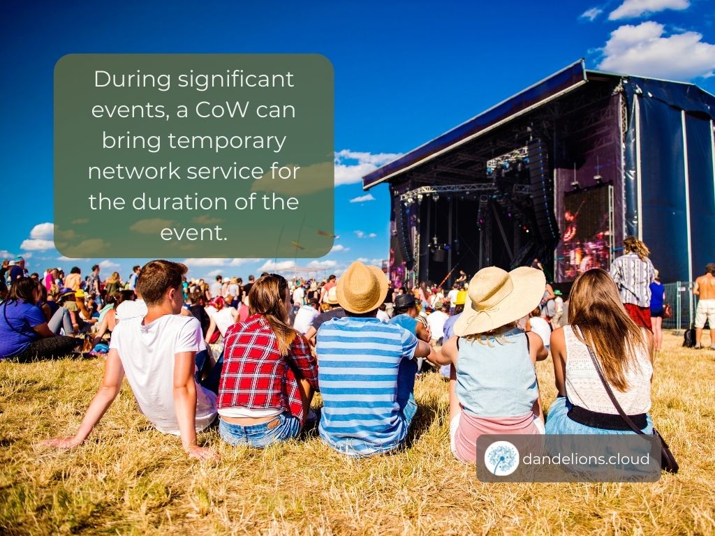 During significant events, a CoW can bring temporary network service for the duration of the event.