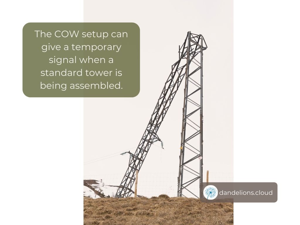 The COW setup can give a temporary signal when a standard tower is being assembled.