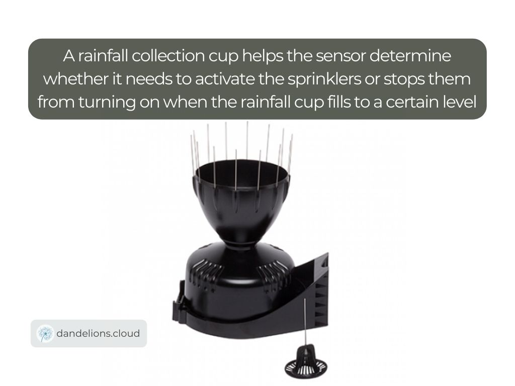 A rainfall collection cup helps the sensor determine whether it needs to activate the sprinklers or stops them from turning on when the rainfall cup fills to a certain level | Image credit: Instrument Choice