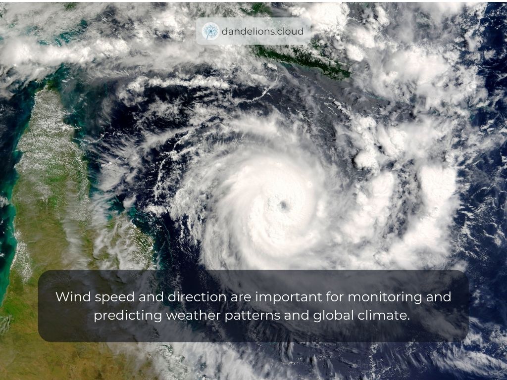 Wind speed and direction are important for monitoring and predicting weather patterns and global climate. 