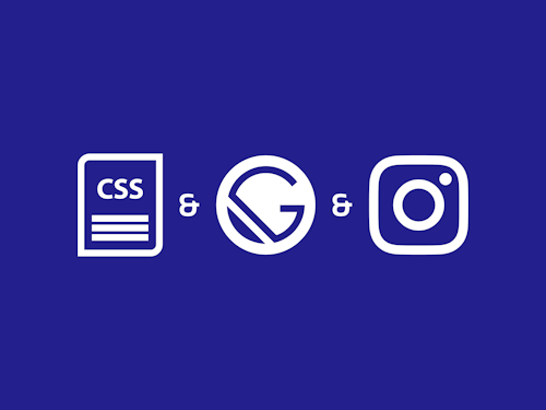 CSS icon, Gatsby logo, and Instagram logo against a solid background